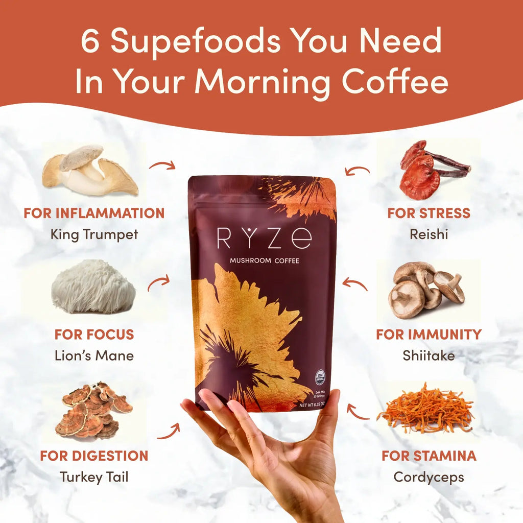 Mushroom Coffee — Organic Instant Coffee with Cordyceps & Reishi, 30 Servings G5 li