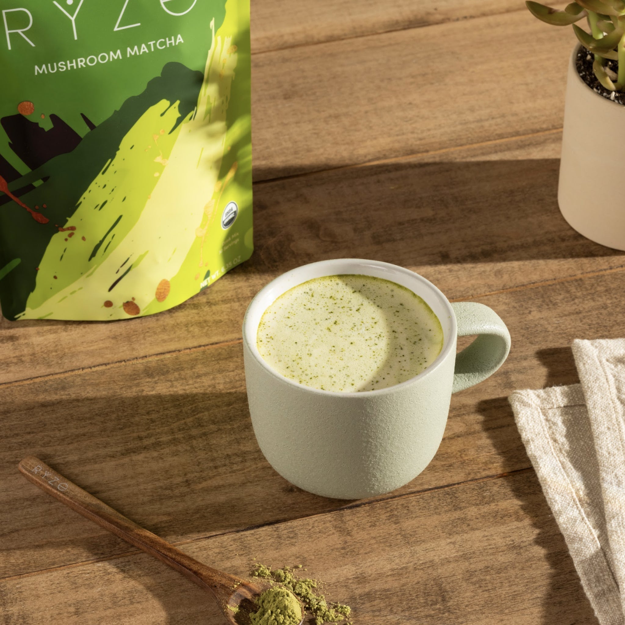 Mushroom Matcha — Organic Instant Matcha Latte with Lion's Mane & King Trumpet, 30 Servings B7 8H
